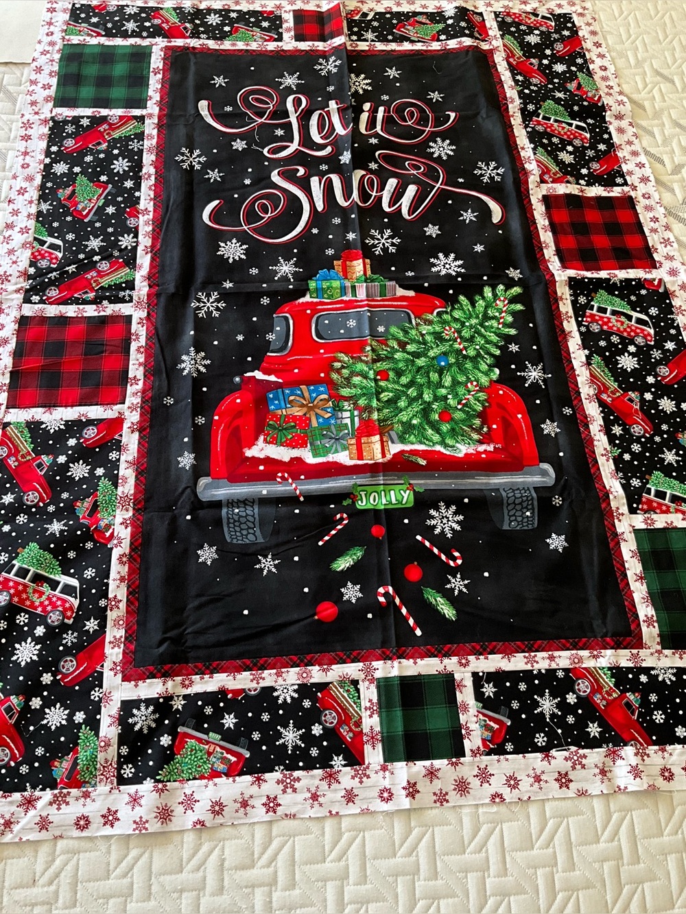 Quilt Topper Unfinished Christmas/Holiday Theme Timeless Treasures “Let It Snow”